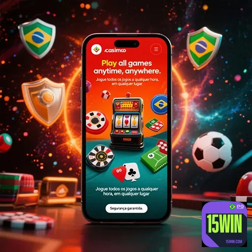 Imagem da interface do aplicativo 15win mostrando funcionalidades do site 15win para apostas esportivas.